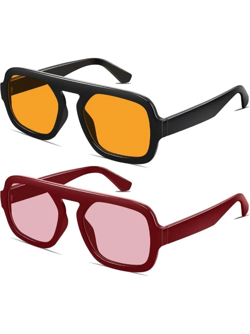 Trendy Retro Square Aviator Sunglasses for Women & Men - 70s Vintage UV